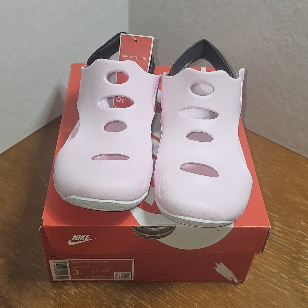 NWT Nike Sunray Protect 3 Sandals Pink White Black Size 3 Youth DH9462-601